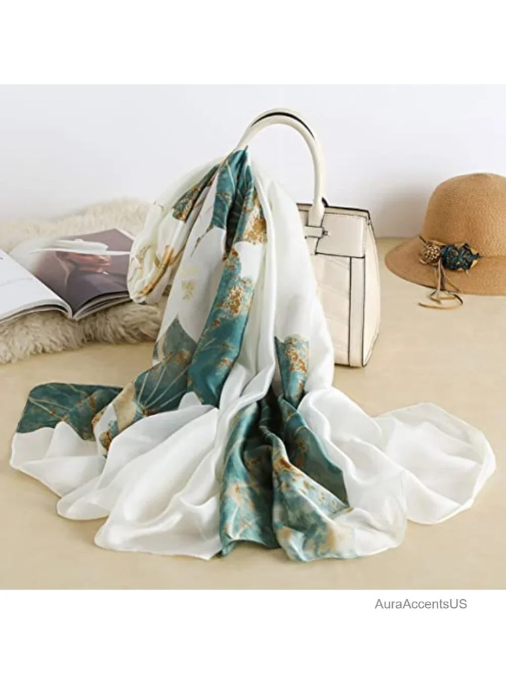 100% Polyester Satin Silk Feel Fashion Scarf Long Lightweight Shawl